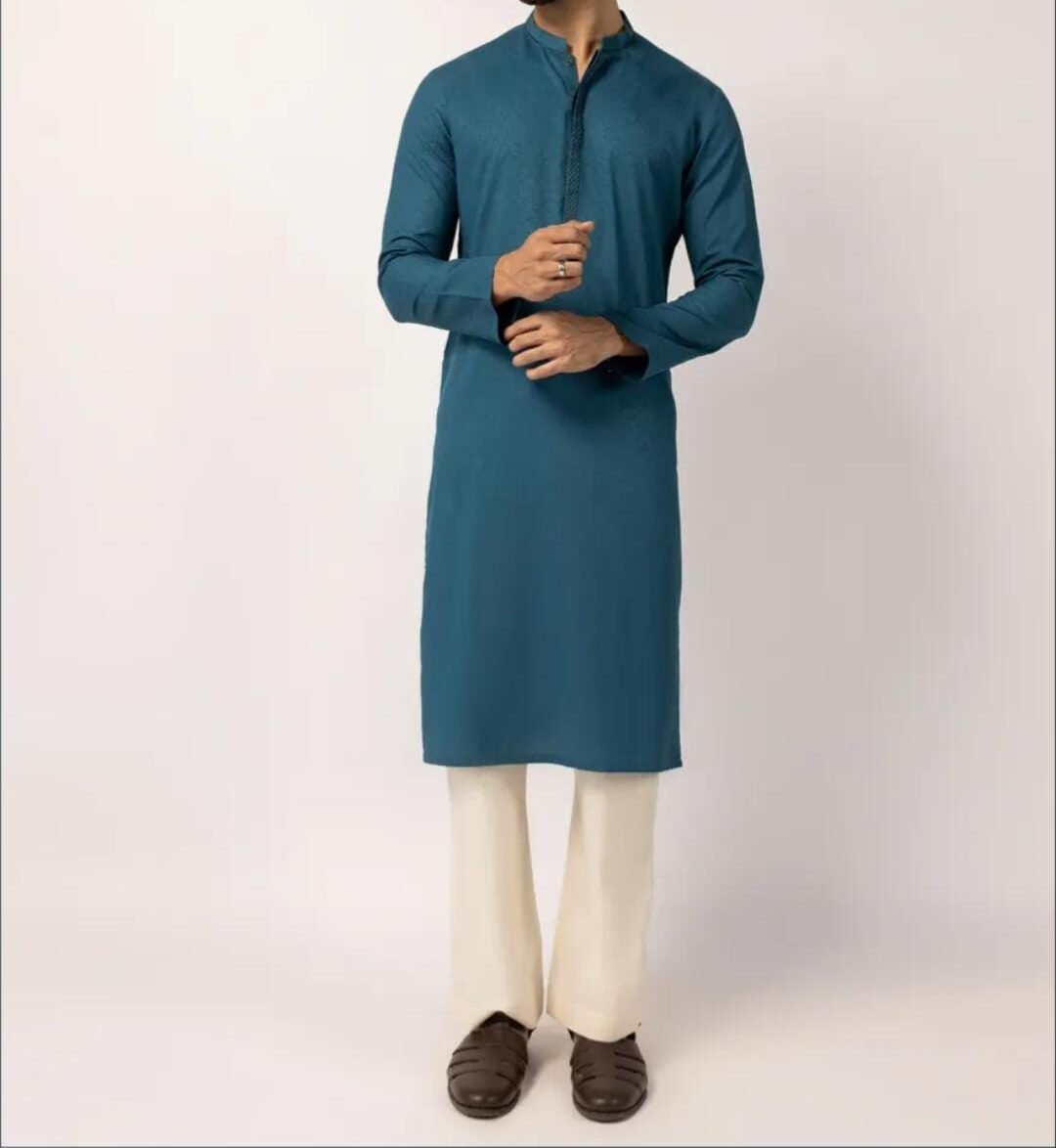 Zinc Blue Men Kurta and trouser