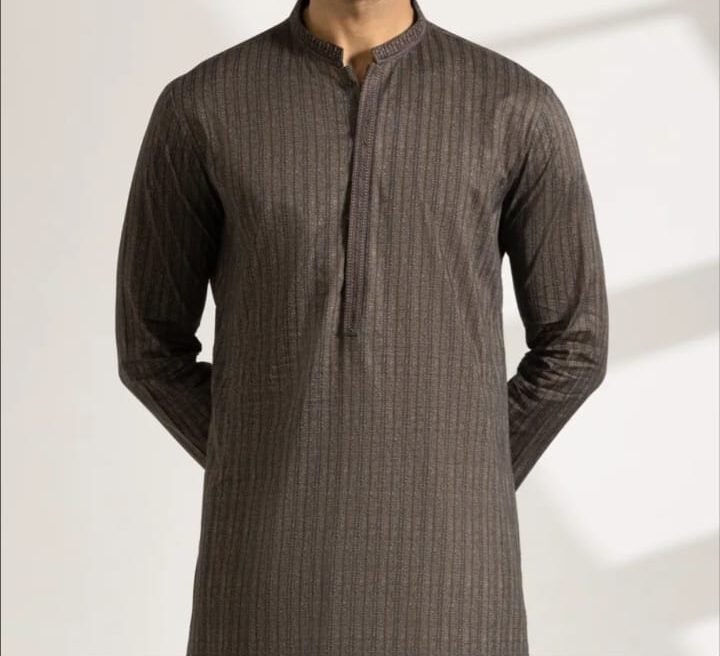 Dark Brown printed kurta pajama/trouser - Image 3
