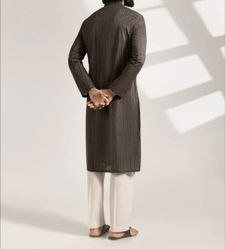 Dark Brown printed kurta pajama/trouser - Image 2