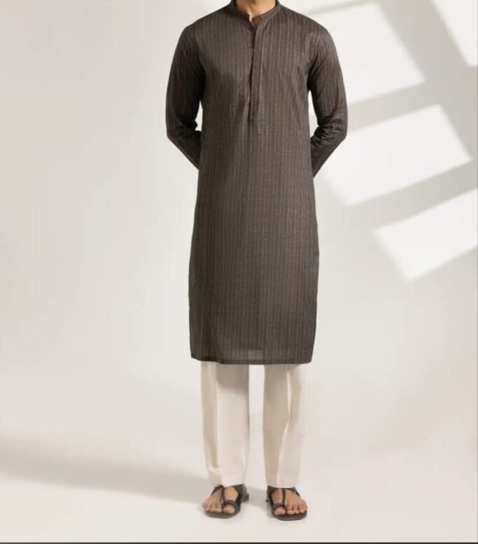 Dark Brown printed kurta pajama/trouser