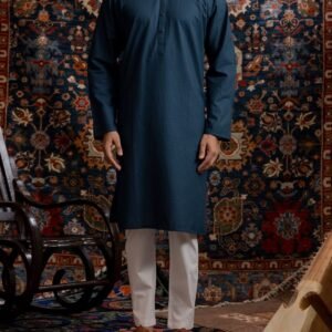 Self printed Blue Kurta Pajama/Trouser