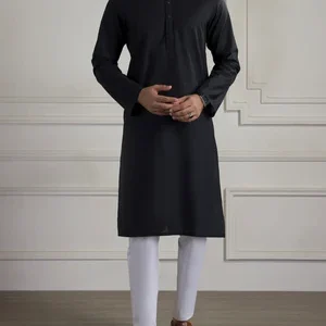 Pattern Black Kurta Pajama/Trouser