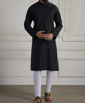Pattern Black Kurta Pajama/Trouser